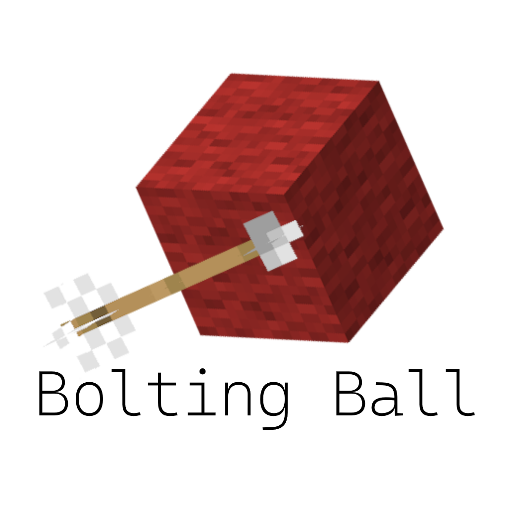 A minecraft wool and arrow, with text 'Bolting Ball'